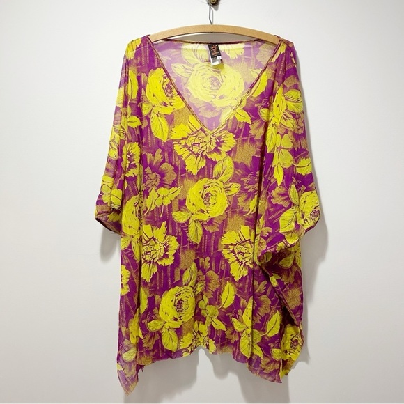 Jean Paul Gautier Soleil Mesh Swim Cover Up Size Large One Size Floral Purple - Picture 5 of 16